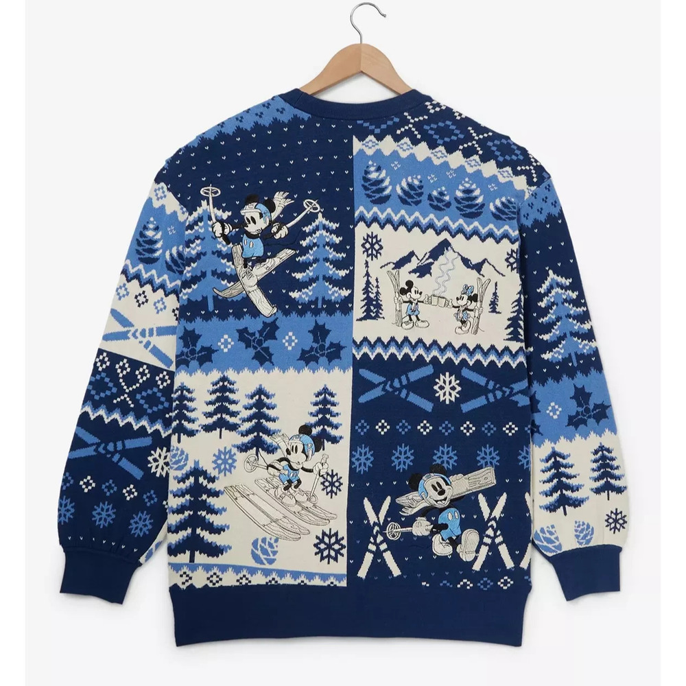 Her Universe Disney Mickey & Minnie Mouse Skiing Patterned Cardigan Oversized LG - Picture 12 of 14